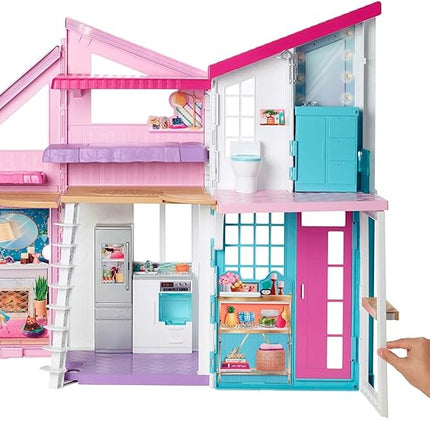 Barbie Doll House Playset, Malibu House with 25+ Themed Furniture & Accessories, 6 Rooms Including 2-in-1 Transformations