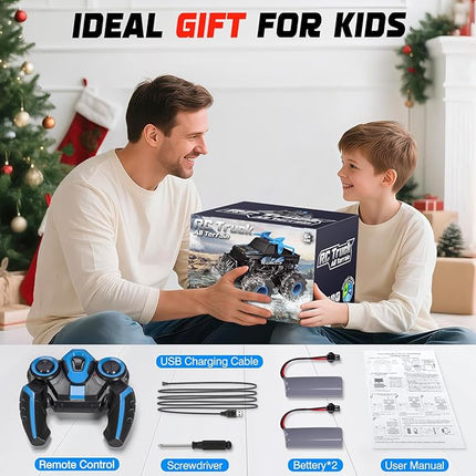 BainGesk Waterproof Remote Control Monster Truck Toys, 1:16 RC Car, 2.4GHz 4WD All Terrain Car Toys with 2 Rechargeable Batteries, Off-Road Truck Gifts for 6, 7, 8, 9, 10, 11, 12 Year Old Boys