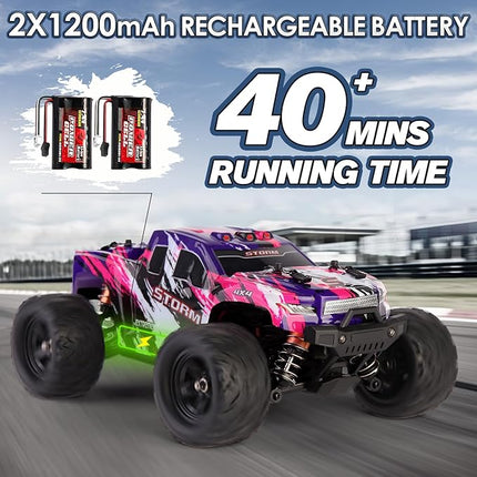 1:18 Scale RC Cars for Adults and Boys, 40KM/H Fast RC Cars 2.4Ghz Remote Control Car, 4X4 Off-Road Waterproof Monster RC Truck, Remote Control Truck with 2 Shells and 2 Rechargeable Batteries