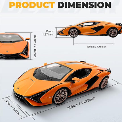 BEZGAR Remote Control Car - 1:14 Lambo Sián FKP 37 Electric Sport Racing Toy Car with Open Door, 2.4Ghz Licensed RC Car Series for Girls and Boys Age 8 9 10 11 12 Years Holiday Ideas Gift (Orange)