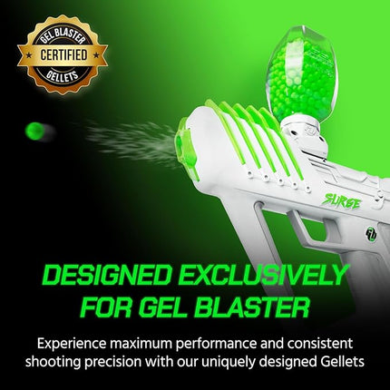 Gel Blaster Gellets Refill Ammo, 50,000 Green Gellets - All-Natural Eco Friendly, Non-Toxic, Non-Staining & Non-Irritating Water Based Gel Balls - Made Specifically for Gel Blaster