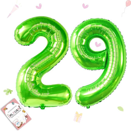 Smlpuame 40 inch Number Balloon 0-9 Green Large Number 29 Balloons,Digital Balloons for Birthday Party Celebration Decorations Supplies, Helium Foil Number Balloons for Wedding Anniversary