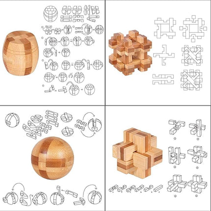 Brain Teaser Puzzle 20Pcs Unlock Interlock Game IQ Test Wooden Toy 3D Unlock Interlock Puzzle Magic Ball Brain Teaser Toy Puzzles for Adults