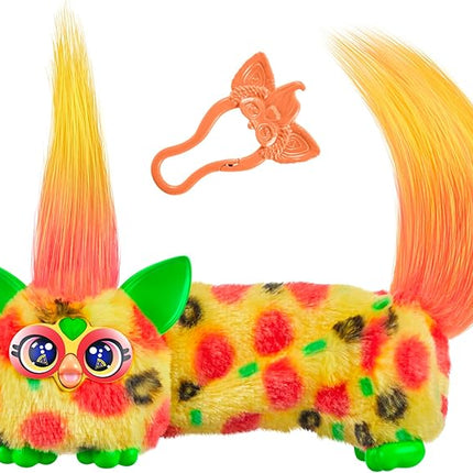 FURBY DJ Furblets Pepp-Oh-Roni Mini Electronic Plush Toy with Funny Stretchable Sound Effects & Music, Speaks Furbish, Pizza Colors