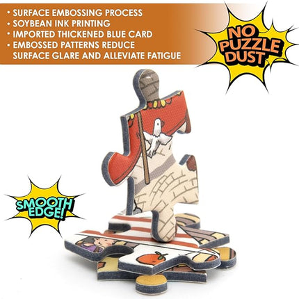 MOMIBOOK Puzzles for Adults 1000 Pieces Jigsaw Puzzles of Happy Shopping at The Market, Painting Image Town Difficult Challenging Hard Impossible Puzzle Unique Funny Party Christmas Birthday Gifts