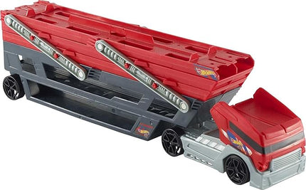 Hot Wheels Toy Truck Track Set, HW Mega Hauler Playset, Stores 50+ Vehicles, Expands to 6 Levels, Connects to Tracks
