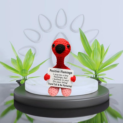 Tiny Flamingo Pink Lover - Emotional Support Crochet Dolls Positive Crochet Animals Emotional Support Plushies for Anxiety & Stress Relief Stuffed Animal Gift