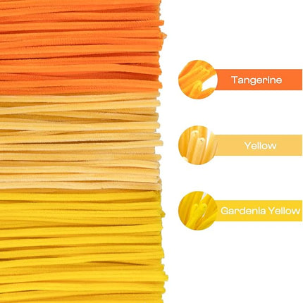 Caydo 300 Pieces Yellow Orange Pipe Cleaners, Thick Fluffy Chenille Stems, Pipe Cleaner Crafts for Arts & Crafts, Perfect for Making Animals, Flowers, and Valentine's Day Decorations
