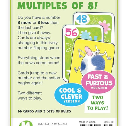 Melon Rind Jump 8, Math Game for Kids Learning Multiples of 8, Lively, Fun Card Game, Quick Activity for Boosting Math Confidence, Easy Screenless Fun, Ages 8+