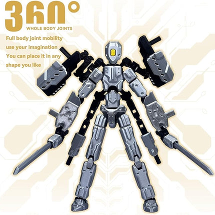 (Assembly Completed) 8 inch T13 Action Figure Set,T 13 Action Figure Multi-Articular Mobile Robot Nova T-13,Desktop Decorations for Game Lovers Toys (Gray)