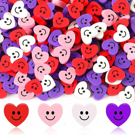 JUNEBRUSHS 150Pcs Mini Heart Erasers for Kids Bulk, Novelty Valentine Pencil Erasers Valentines Gifts for Kids School Classroom Prizes Homework Rewards Valentine's Day Party Favors