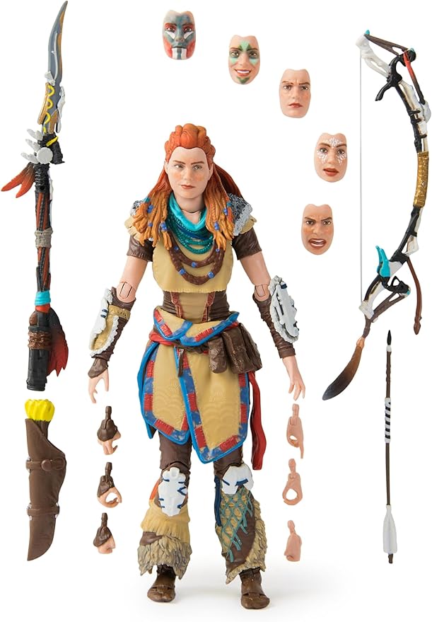 PlayStation Horizon Forbidden West, Deluxe 6” Aloy Action Figure with 15 Accessories, The Shapes Collection, for PS5 Fans & Collectors Ages 17+