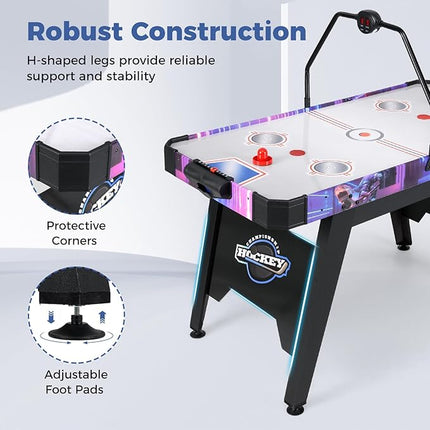 Goplus 56 Inch Air Hockey Table for Kids & Adults, Air Hockey Arcade Game Table with Digital LED Scoreboard, Powerful 12V Motor, 2 Pucks, 2 Pushers for Home, Office, Game Room