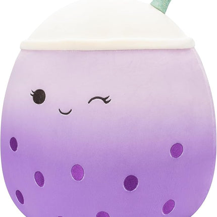 Squishmallows Original 12-Inch Poplina Purple Boba Tea with Blue Straw - Official Jazwares Plush