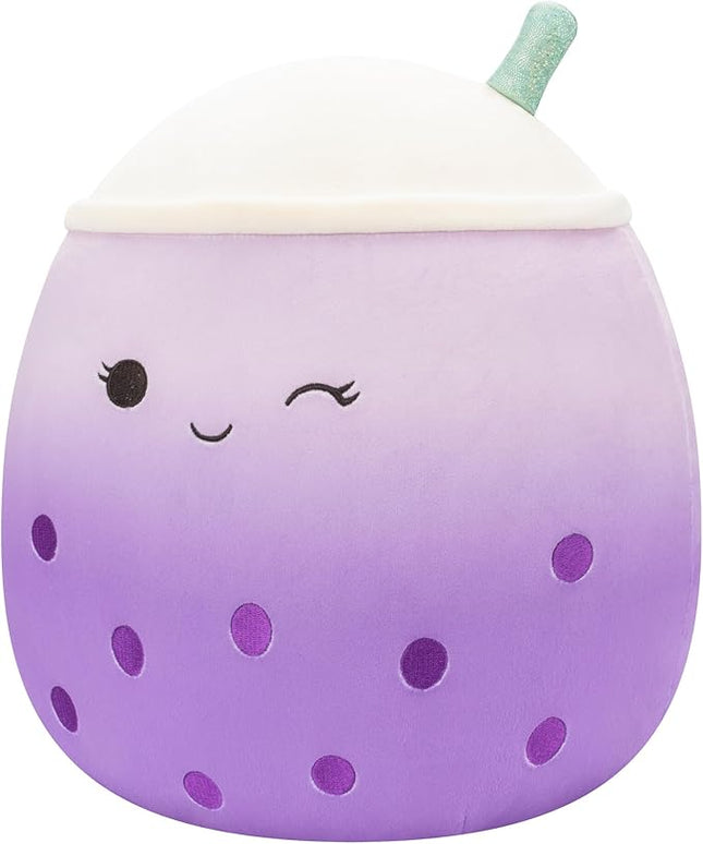 Squishmallows Original 12-Inch Poplina Purple Boba Tea with Blue Straw - Official Jazwares Plush