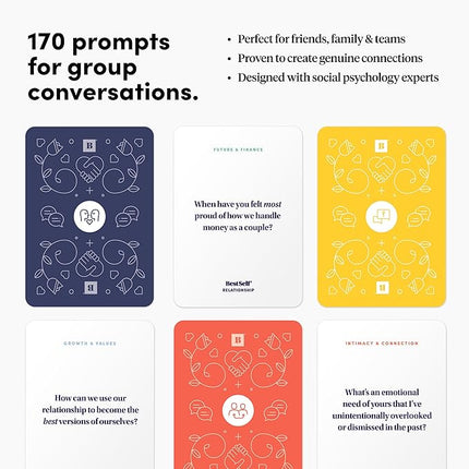 BestSelf Relationship Deck - 150 Discussion Prompts to Create Real Conversations - Perfect Couples Games, Card Games for Adults, and Amazing Gifts for Wife