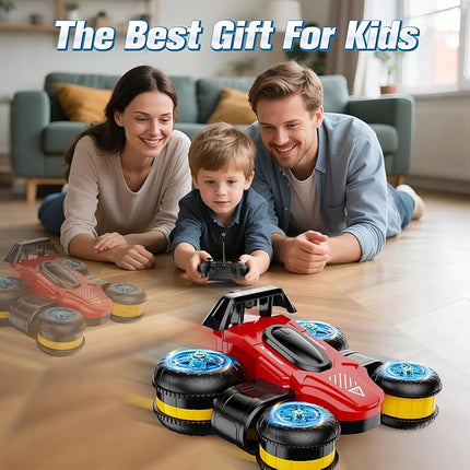 High Speed Drift Remote Control Stunt Deformation Car, Birthday Gifts, for Boys and Girls 3-16 Years Old (Chinese Red)