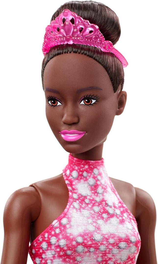 Barbie Winter Sports Ice Skater Brunette Doll (12 Inches) with Pink Dress, Jacket, Rose Bouquet & Trophy, Great Gift for Ages 3 and Up