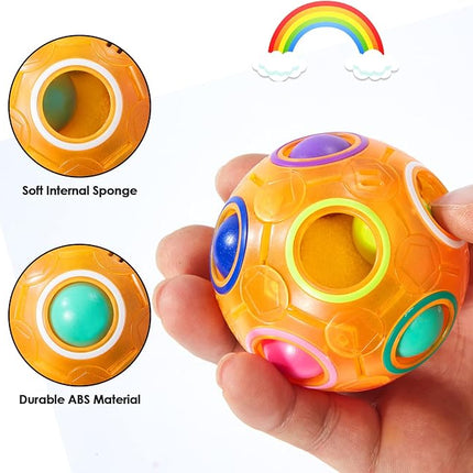 Vdealen Magic Rainbow Puzzle Ball, Fidget Ball Puzzle Brain Teaser Fidget Toy for Boys & Girls- Birthday Party Easter Valentines Christmas Stocking Stuffers for Kids Teen & Adults-2 Pack