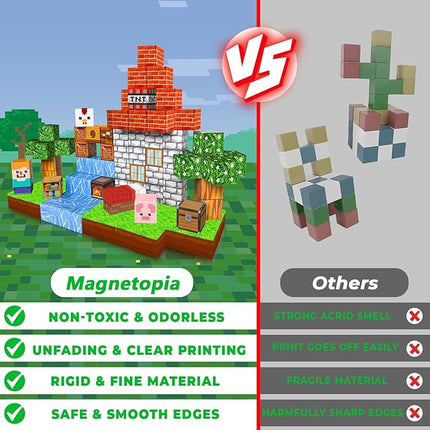 Magnetic Blocks - 100PCS Magnetic Building Blocks Cubes, Magnet Toys for Kids Age 3+, Toy Building Set for Kids, Magnets Stacking Construction Toys Birthday Gifts for Boys Girls Age 4-8, 8-12