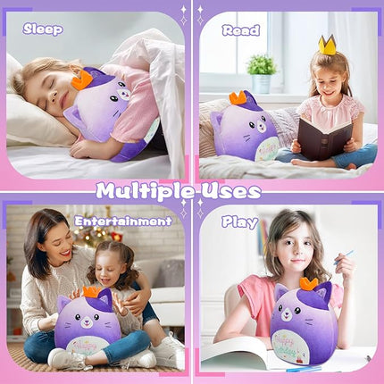 Cat Stuffed Animal Cat Plush Toys 12 Inch Soft Plushies Pillow Cute Gradient Purple Plushies Room Decoration Birthday Gifts for Kids Toddlers Girls and Boys