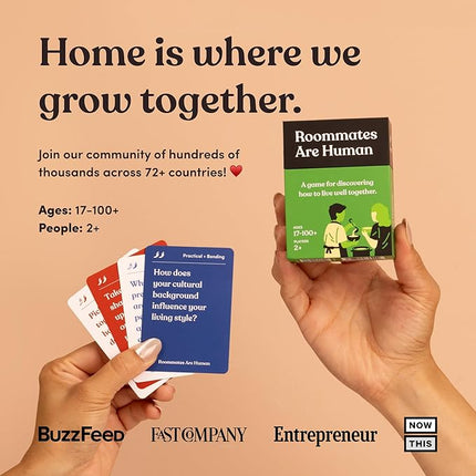 Roommates are Human | 140 Conversation Cards to Help You Get to Know Your Roommates | A Card Game for Discovering How to Live Well Together | Relationship Card Game for 2+ Players