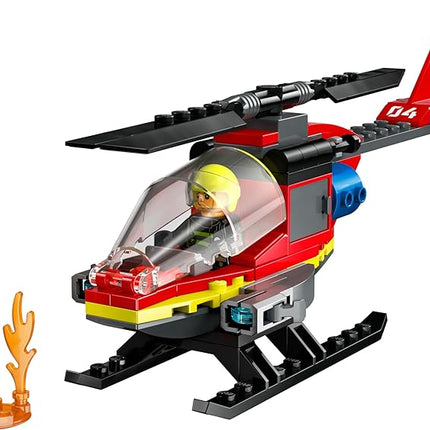 LEGO City Fire Rescue Helicopter Building Toy - Pretend Play & Learning Toys for Kids - 5 Year Old Boy & Girl Birthday Gift - with Firefighter Minifigure - 60411