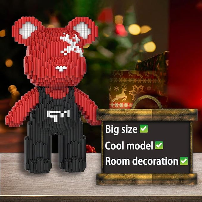 Red Bear Micro Building Blocks Set(4500Pieces) Music Bear Building Blocks Gift for Adult and Kid