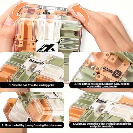 Large Labyrinth 3D Puzzles Maze Cube - Engaging Brain Teaser Toy, 3D Maze Magic Cube & Ball, High Difficulty Puzzle, Brain Training Puzzle, Pefect Gift for Adults Teens, Grey