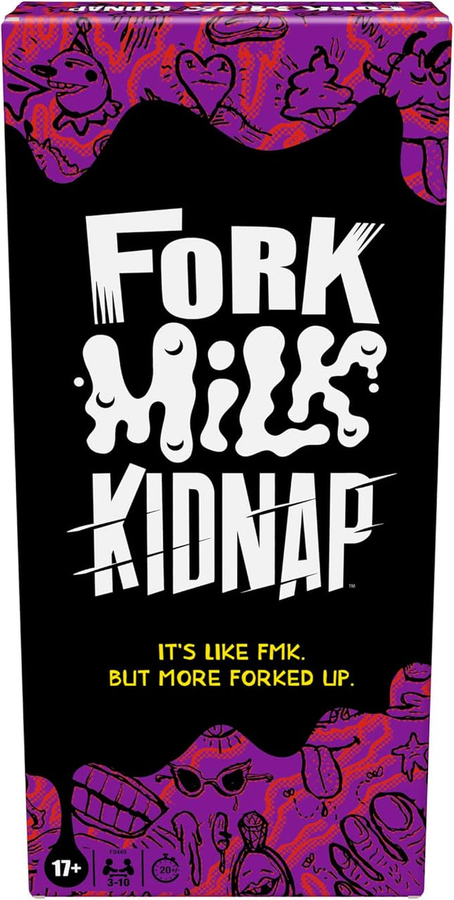 Hasbro Gaming Fork Milk Kidnap Game for Adults Only, an Adult Party Game of Questionable Choices, Ages 17+, for 3 to 10 Players, Hilarious NSFW Card Games