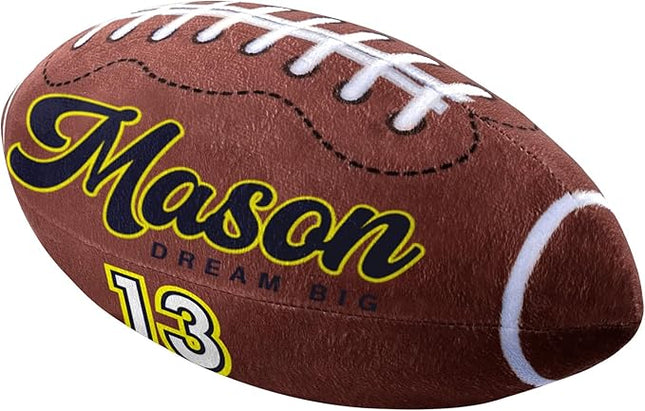 Baosity Custom Football Pillow with Text Plush Toy for Kids Stuffed Football Creative Room Decor Fluffy Sports Toy Personalized Birthday Christmas Party Gifts for Boys Girls Toddler Kids