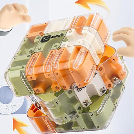 Large Labyrinth 3D Puzzle Maze Cube - Engaging Brain Teaser Toy, 3D Puzzle Maze Cube, Mazes Ball Puzzles for Logical Thinking(Mixed,1set)