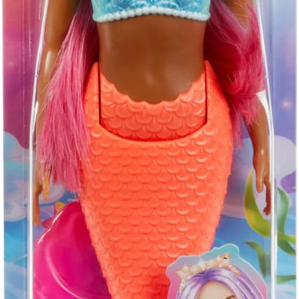 Barbie Mermaid Doll with Magenta Fantasy Hair & Headband Accessory, Curvy Body Type with Shell-Inspired Bodice & Tropical Red Tail