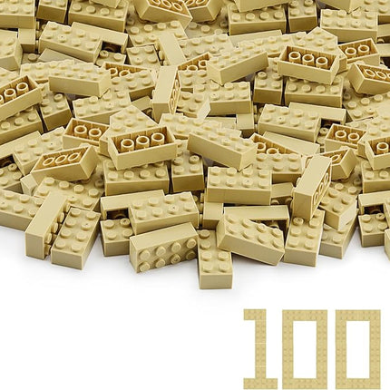 Feleph 100pcs 2x4 Bricks Tan Parts Pieces Classic Building kit Creative Set Basic Blocks Toy Accessories Compatible with 3001 Major Brands