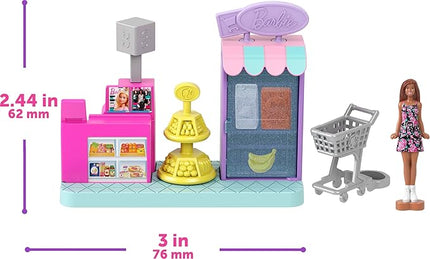 Barbie Mini Land DreamHouse & 3 Playsets with 4 1.5-Inch Dolls, Doll House Furniture & Accessories, Includes Pet Boutique, Hair Salon, & Supermarket