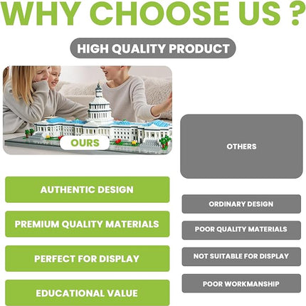 United States Capitol Architecture Model Micro Mini Building Blocks Sets World Famous Architectural Building Toys Gift for Adults and Kids 2800 Pieces