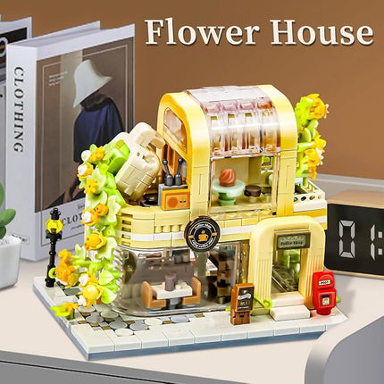 Flower House Shop Building Set – Flower Garden Building Toys, Colorful Building Block Flowers Kit, STEM Construction Bricks for Kids Ages 6+, Gift Idea for Craft Lovers