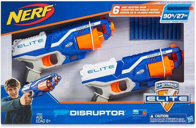 NERF N-Strike Elite Disruptor 6 Dart Rapid Fire NERF Gun Blaster Shoots 90 ft! (Twin Pack)