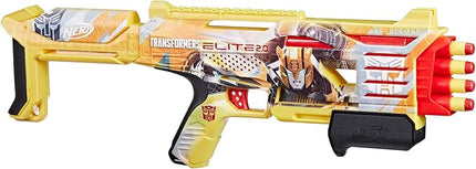 Nerf Transformers Bumblebee Dart Blaster, 8 Nerf Elite Darts, Pump Action, Toy Foam Blasters for 8 Year Old Boys & Girls & Up (Amazon Exclusive)