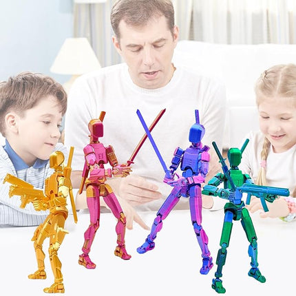 2 Packs (Assembly Completed) T13 Action Figure Set,Titan 13 Robot Movable Action Figure,3D Printed 13 Action Figure Articulated,Full Body Mechanical Doll,Christmas Birthday Gift for Kids Adult (laser)