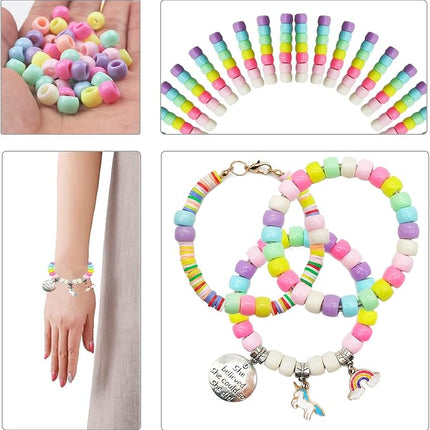 leitait Girls Toys Bracelet Making Kit - 3000pcs Charm Jewelry Making Kit Supplies,Easter Basket Stuffers,Unicorn/Mermaid Crafts Birthday Christmas Gifts for Girls Ages 5 6 7 8 9 10 11 12 Years Old
