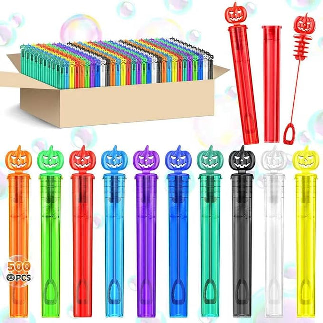 500PCS Halloween Party Favor, Halloween Bubble Wands for Kids, Halloween Trick or Treat Toys, Goodies Bag Fillers, Pinata Fillers, Mini Bubble Wands for Party Supplies