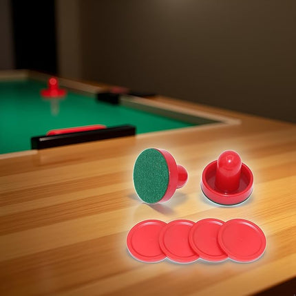 2 Pcs Red Air Hockey Pushers and Air Hockey Pucks Great Goal Handles Paddles Replacement Accessories for Game Tables, Air Hockey Tables and Equipment