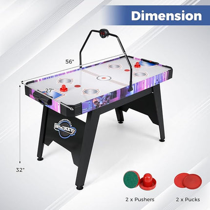 Goplus 56 Inch Air Hockey Table for Kids & Adults, Air Hockey Arcade Game Table with Digital LED Scoreboard, Powerful 12V Motor, 2 Pucks, 2 Pushers for Home, Office, Game Room
