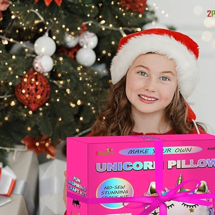 Make Your Own Unicorn Pillow Kit Arts and Crafts for Girls Age 4 5 6 7 8-12 Years Old (No Sew) DIY kit for Kids, DIY Unicorn Craft Supplies Plush Toy Stuffed Pillow, Kids Craft Project Gifts for Girls