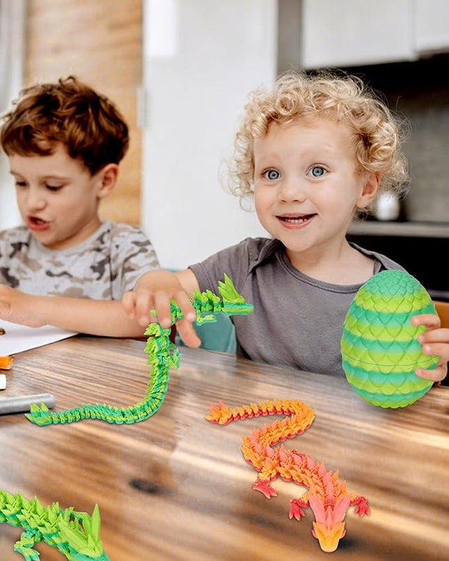 12 Inch 3D Printed Dragon - Mystery Surprise Egg with Flexible Articulated Dragon Inside, Cool Dragons Toys for Boys Kids Age 5-7