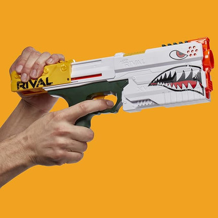 NERF Rival Kronos XVIII-500 Blaster, Breech-Load, 5 Nerf Rival Rounds, Spring Action, 90 FPS Velocity, White Color Design, Ages 14+ (Amazon Exclusive)