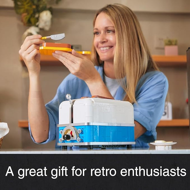 Retro Toaster Building Set for Adult, Vintage Toaster Building Kit, Nostalgic Gift for Fans of Retro Toaster and Retro Décor, Toaster Building Bricks Model Compatible with Lego