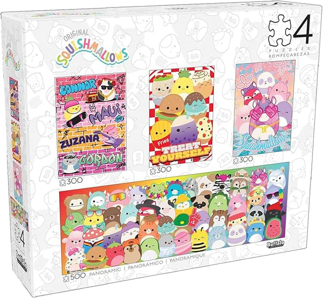 Buffalo Games - Squishmallow - 4 X 1 Multipack - Squishmallow Party Pack - Multi Piece Jigsaw Puzzle for Adults -Challenging Puzzle Perfect for Game Nights - Finished Size Varies
