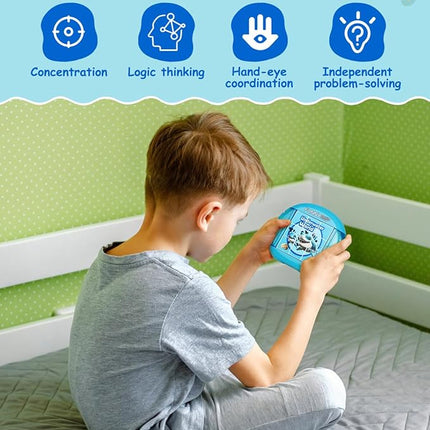 Rotating 3D Puzzle for Kids 3 4 5 6 7 Year Old, 4 Puzzles in 1, Handheld Game Fidget Toys for Travel, Cars & Plane, Fine Motor Skills Developing (Marine Life)